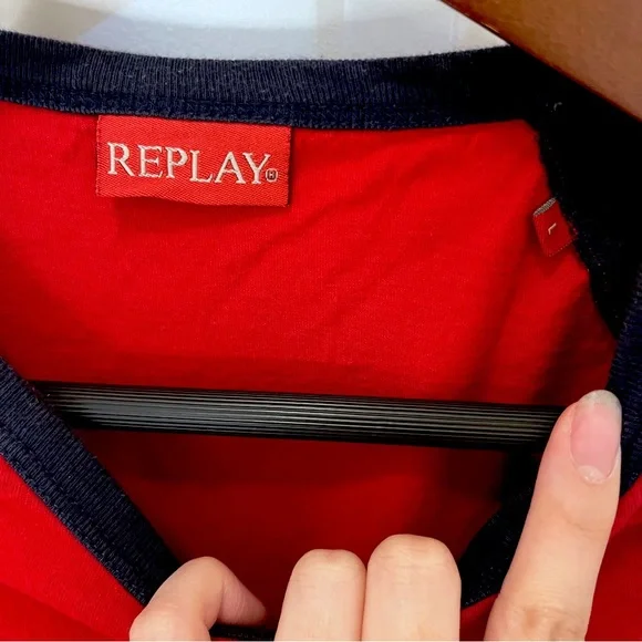 Replay Red and Navy Tee - Picture 2 of 3
